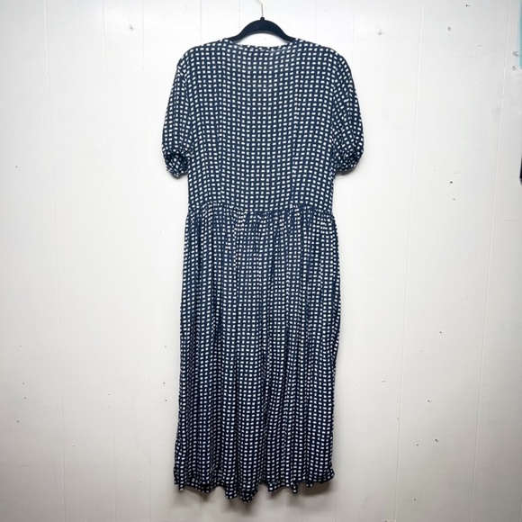 Stefanel Women's Button Down Short Sleeve Navy Blue & White Dress Size Large - Picture 10 of 15